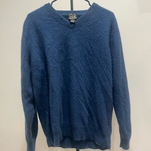 Jos A Bank Travelers Collection 100% Cashmere 2XT Blue V Neck Sweater